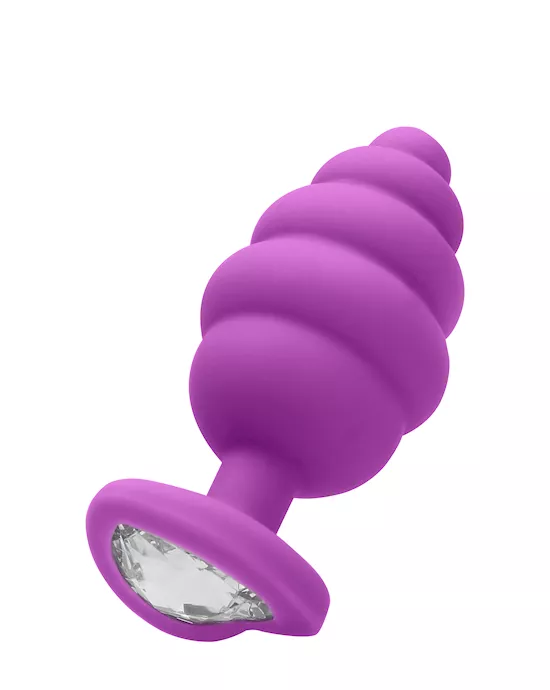 Large Ribbed Diamond Heart Plug