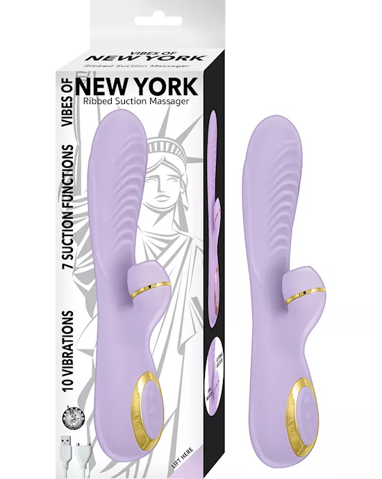 VIBES OF NEW YORK RIBBED SUCTION MASSAGER - 9.2 Inch