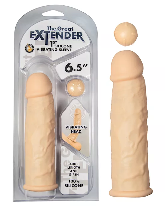 THE GREAT EXTENDER SILICONE VIBRATING SLEEVE - 6.5 Inch