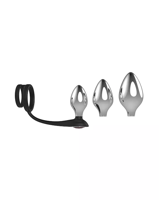Amore Gemmed Tri-Plug Ring Set - 3 Piece