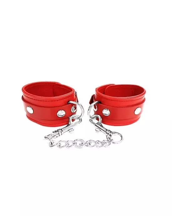 Rouge Plain Leather Ankle Cuffs