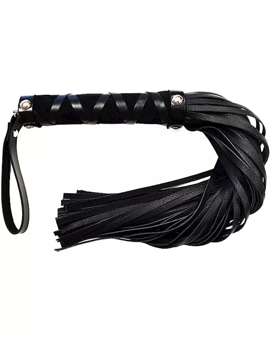 Rouge Leather Studded Handle Short Flogger