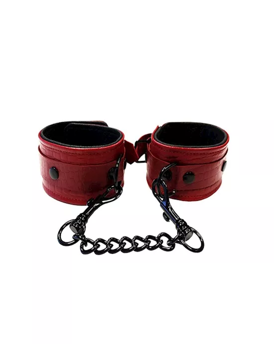 Rouge Plain Leather Ankle Cuffs