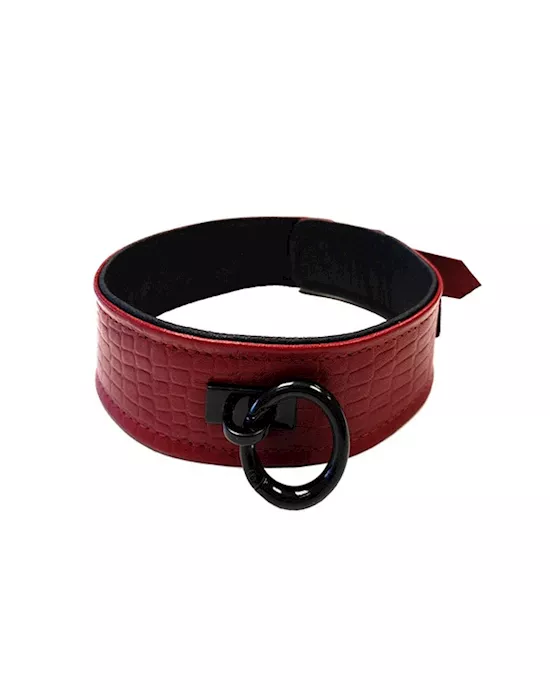Rouge Plain Leather Collar