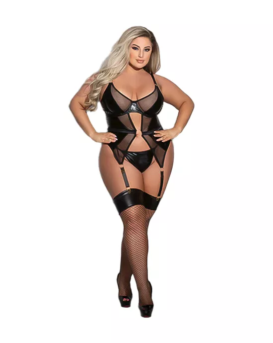 Two Piece Lame And Net Cami And G-String Set