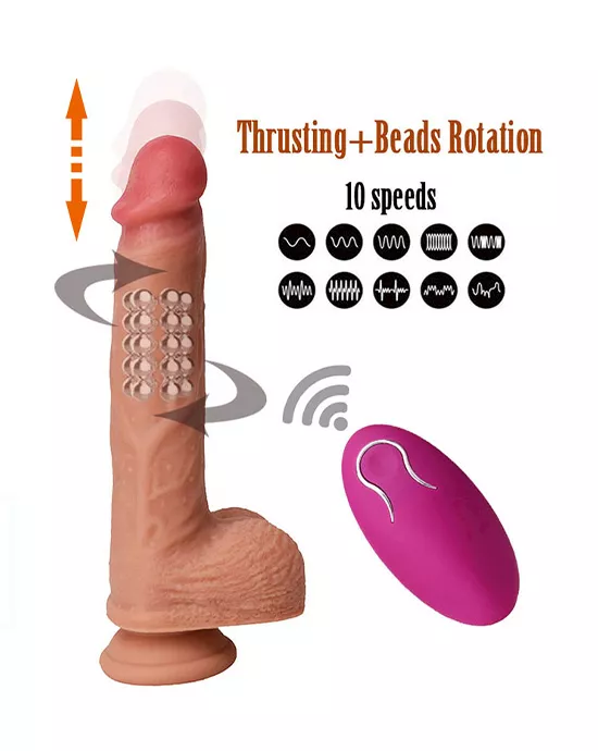 Rotunda Thrusting Dildo With Rotating Beads