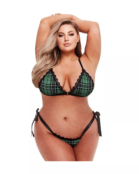 Schoolgirl Plaid Bra And Thong Set