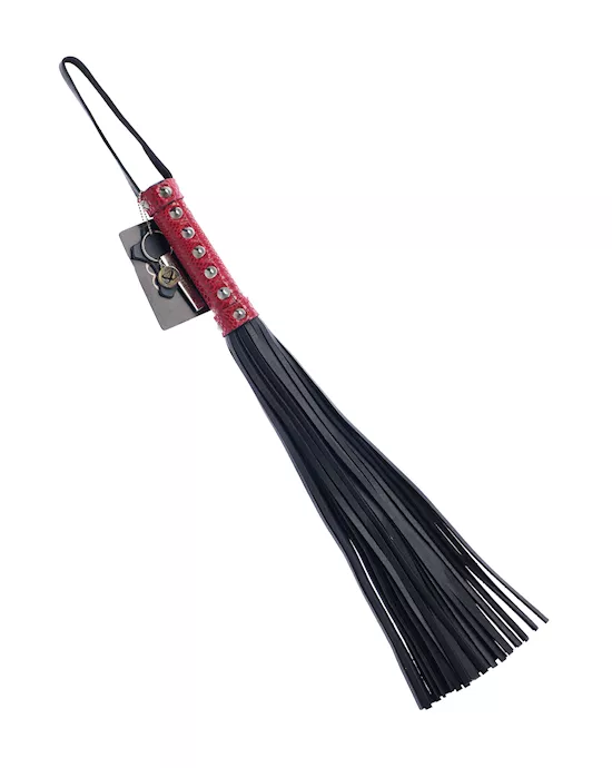 Bound X Leather Flogger with Snake Print Handle