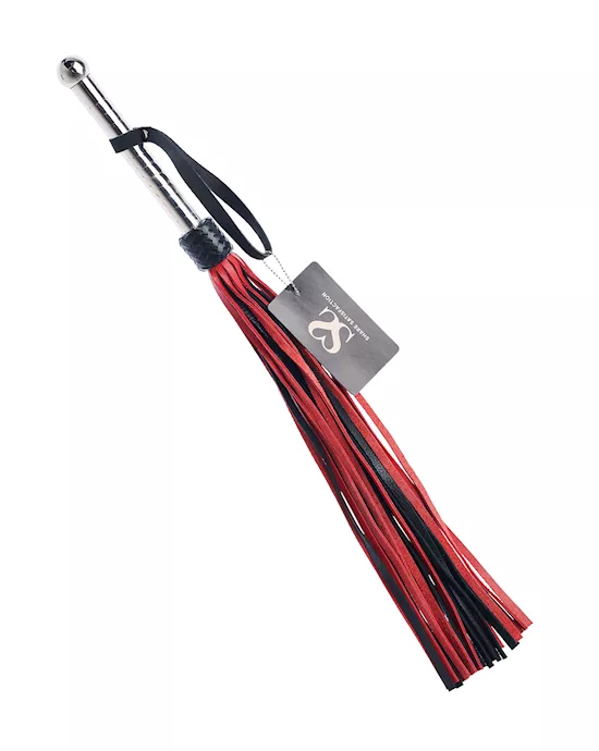 Bound X Leather Flogger With Spiral Metal Handle
