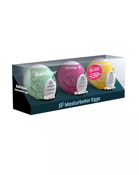 Satisfyer Masturbator Eggs - Set Of 3 - Riffle, Bubble, Fierce