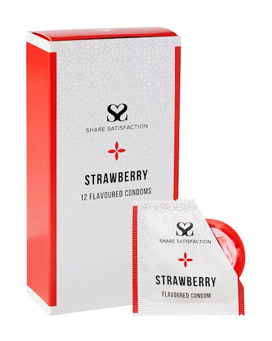 Share Satisfaction Strawberry Flavoured Condom - 12 Pack