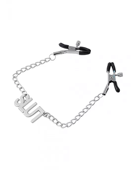 Slut Chained Nipple Clamps