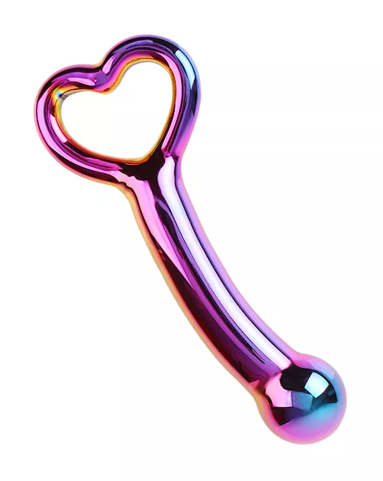 Lucent Pearlescent Glass Heart Handle Massager