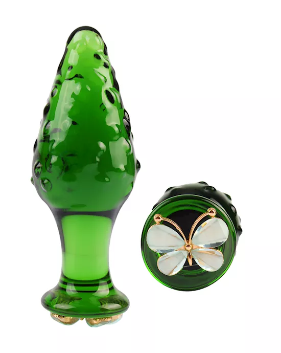 Lucent Butterfly Textured Glass Butt Plug