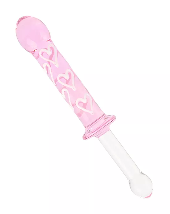 Lucent Pink Hearts Glass Massager