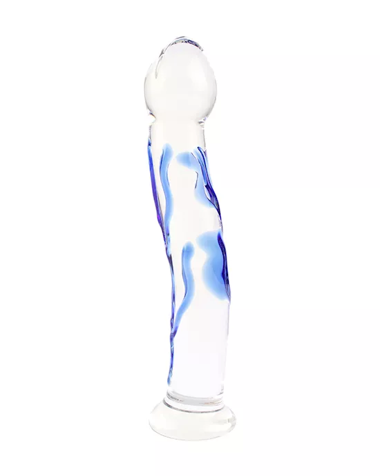 Lucent Blue Vein Glass Dildo