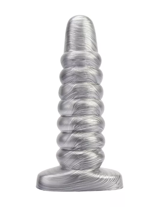 Ribbed Metallic Dildo