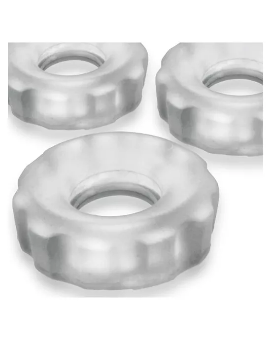 Super Huj 3-pack Cockrings Clear Ice