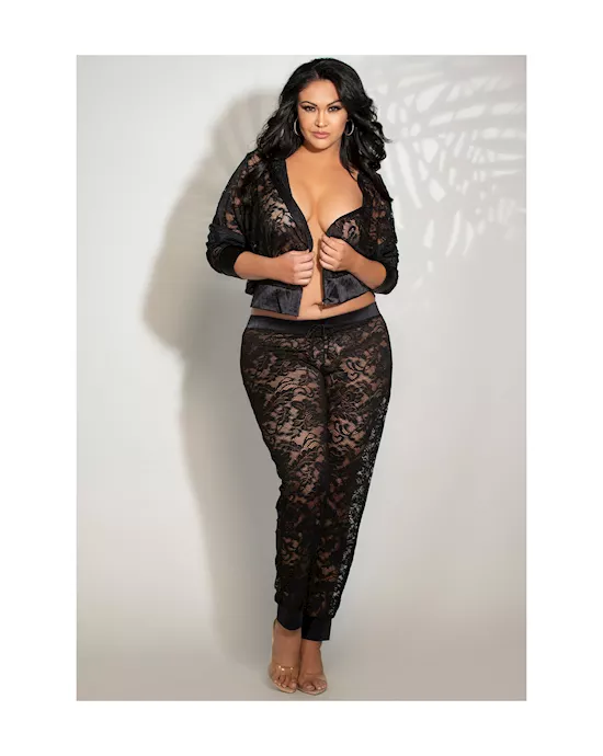 Unabashed 2-Piece Lace Hoodie and Jogger Set