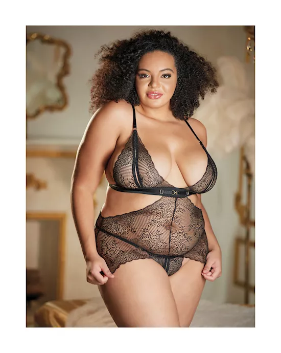 Allure Lace Peek A Boo Chemise & Ouverte G-string