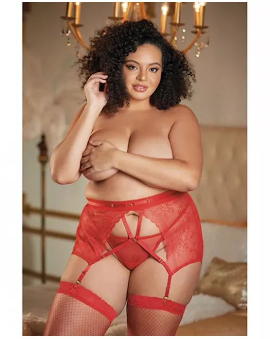 Allure High Waisted Lace Garter & G-string