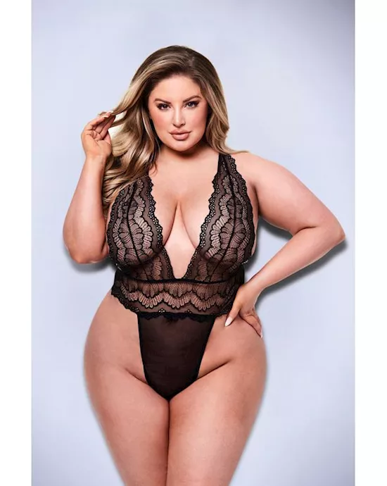 Baci Sexy Deep V Lace Teddy - Q Bx