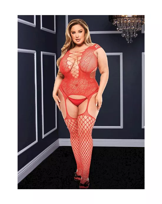 Corset Front Suspender Fishnet Bodystocking