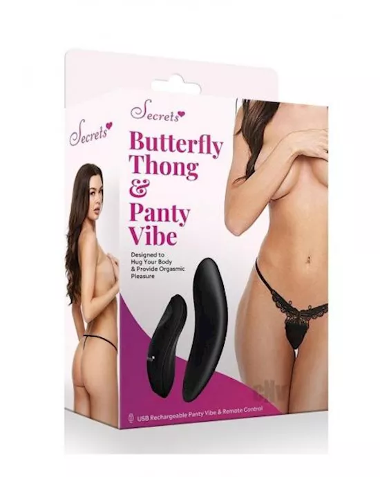 Secret Butterfly Panty Remote O/s Black