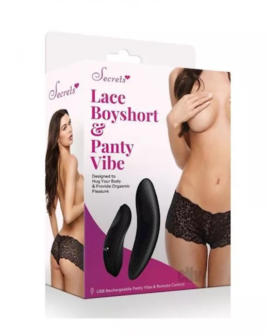 Secret Lace Boyshort Remote O/s Black