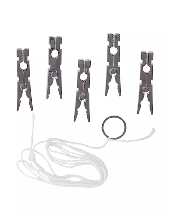 KinKi Nipple Clamp Peg Set with Rope