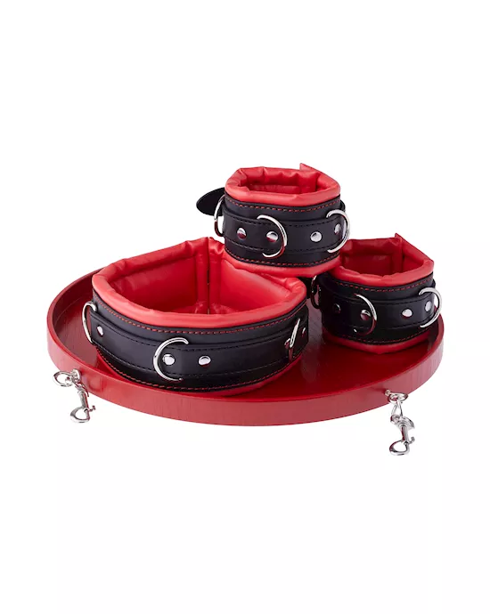 Hungry For Love Cuff And Collar Set With Food Tray