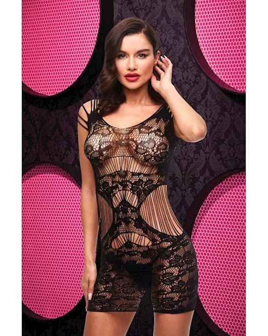 Lace Cut Out Mini Dress - Black Env