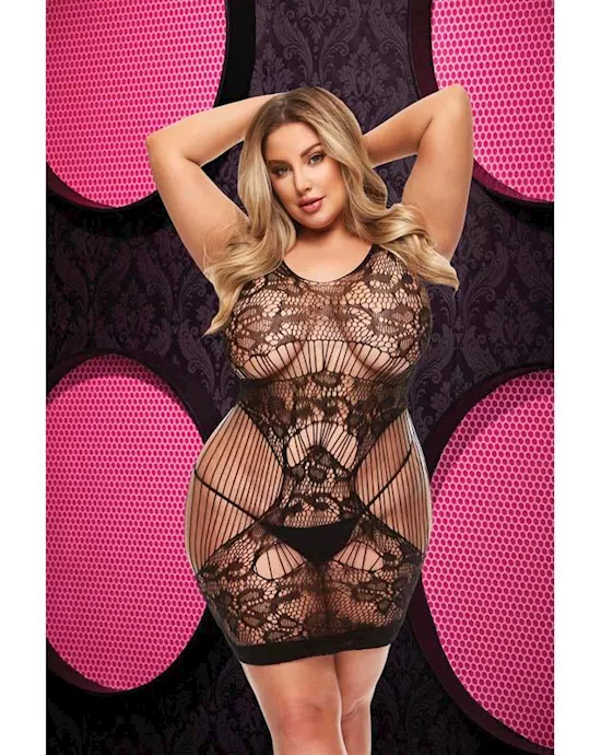 Lace Cut Out Mini Dress - Black - Q Env