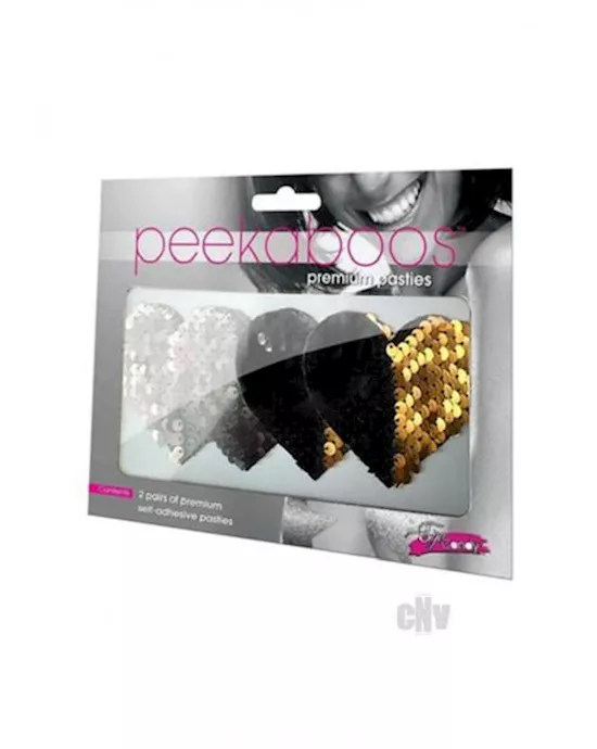 Peekaboo Reversible Sequin Heart Blk/gld