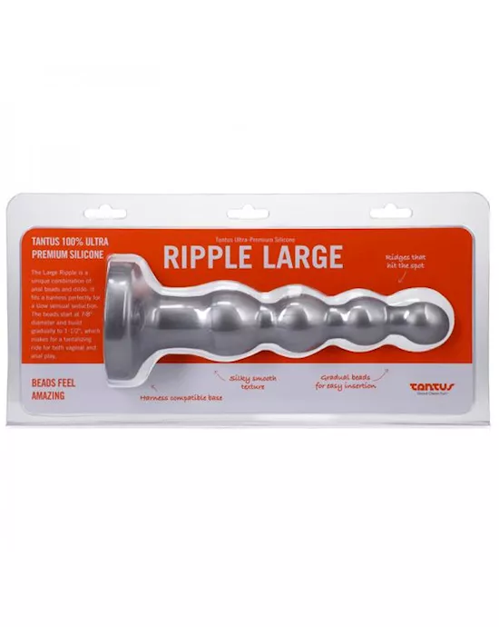 Tantus Ripple Large 8 In. Anal Beads Dildo Medium-firm Silver