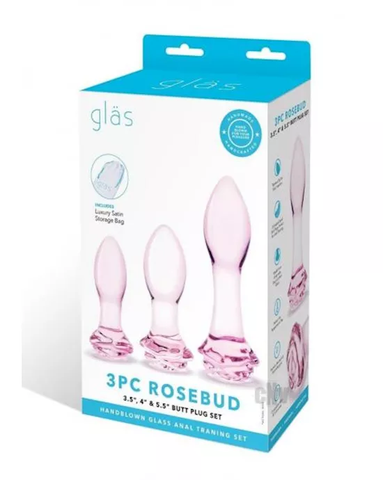 Rosebud Butt Plug Set 3pc Pink