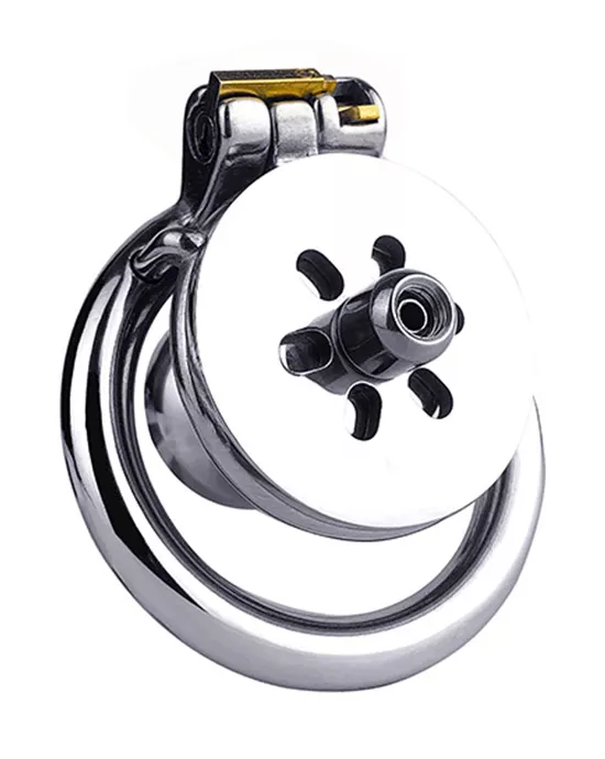 Button Key Locked Inverted Chastity Cage with Dildo Attachment