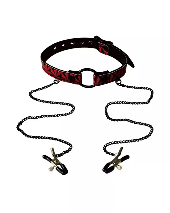 Open Wide Pyramid Pattern O-Ring Gag with Clips