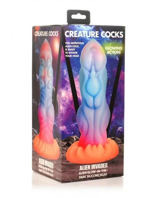 Creature Cocks Alien Invader Glow In The Dark Dildo