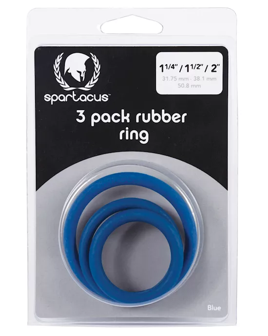 Spartacus Rubber Cock Ring Set- Blue Pack of 3