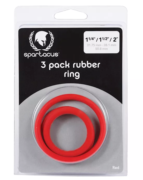 Spartacus Rubber Cock Ring Set - Red Pack of 3
