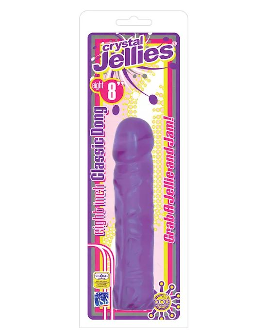 Crystal Jellies 8" Classic Dildo - Purple