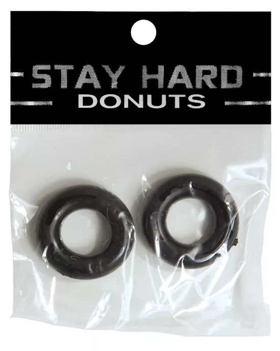Ignite Power Stretch Donut Cock Ring - Black Pack of 2