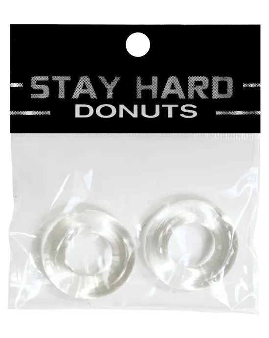 Ignite Power Stretch Donut Cock Ring - Clear Pack of 2