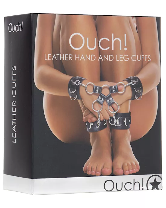 Shots Ouch Leather Hand & Leg Cuffs - Black