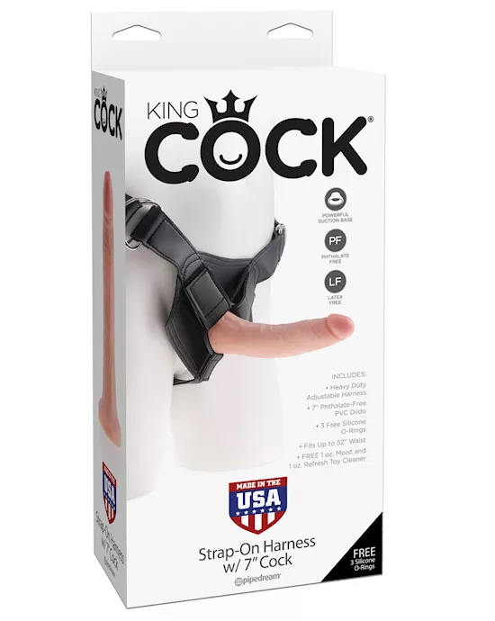 King Cock Strap On Harness w/7" Cock - Flesh