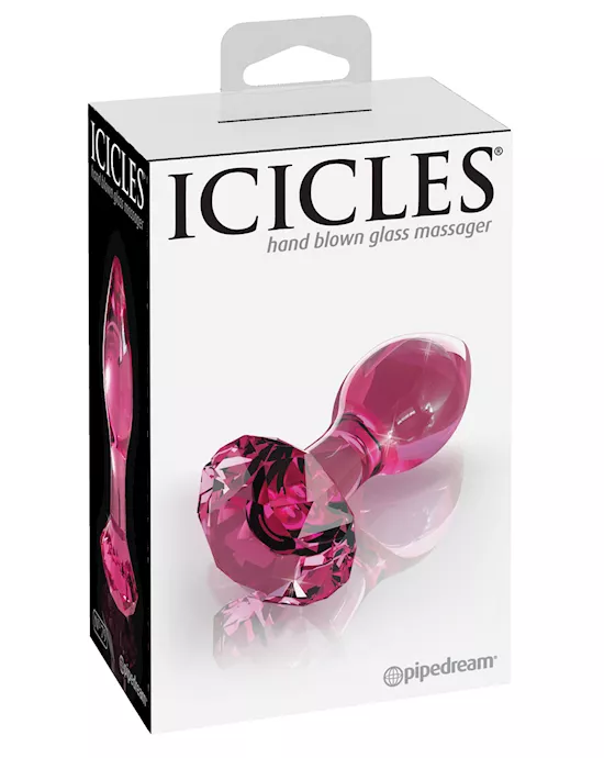 Icicles No. 79 Hand Blown Glass Diamond Butt Plug - Pink