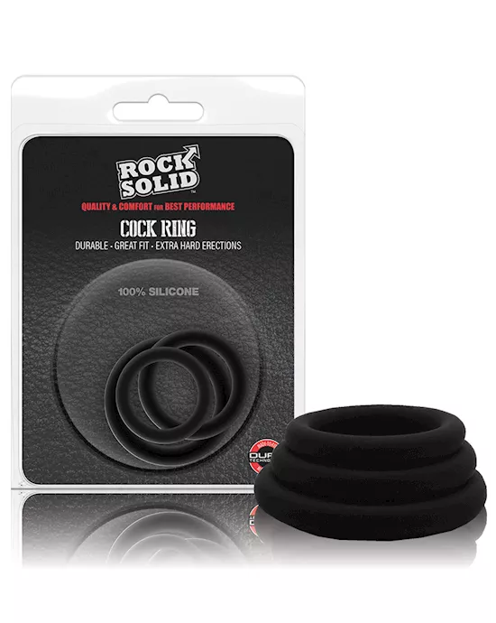 Rock Solid Tri-Pack Silicone Gasket Cockrings - Black