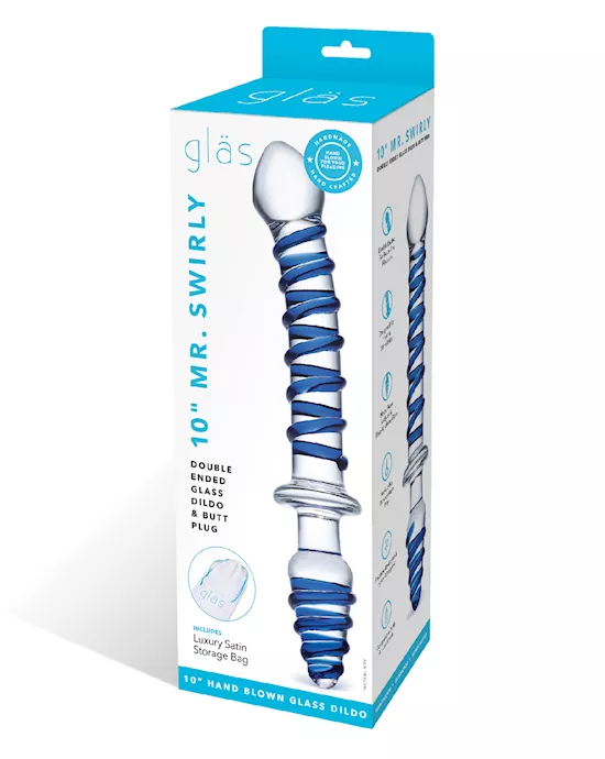 Glas 10"  Mr. Swirly Double Ended Glass Dildo & Butt P