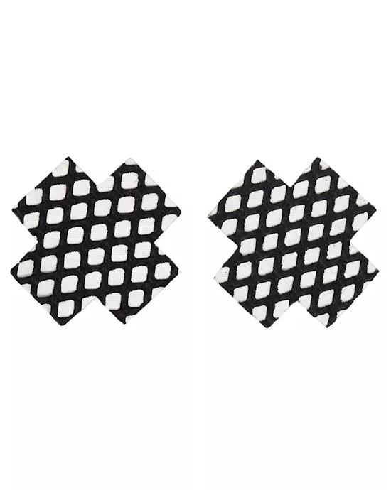 Fishnet Cross Pasties (One Time Use) - Black O/S